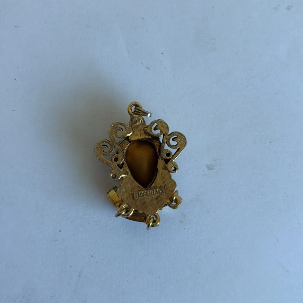 Vintage Florenza Elegant Goldtone and Opalite Pendant